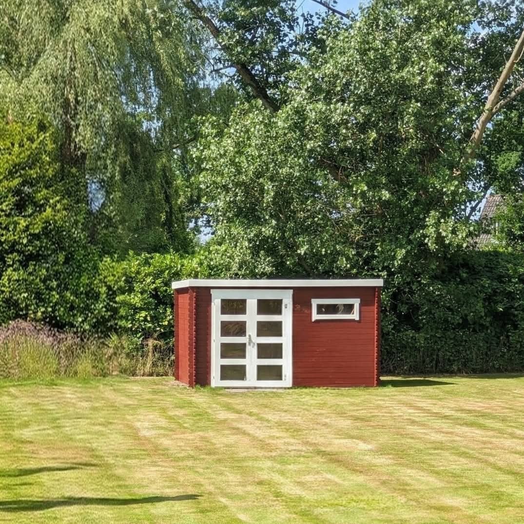 Tuinhuis Zweeds rood afgebroken excl. dak, perfecte sauna, Tuin en Terras, Ophalen, Tuinhuis, 250 tot 500 cm, 1 raam