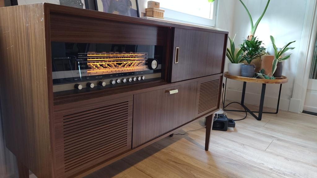 Midcentury kast radio & platenspeler, Ophalen, Gebruikt