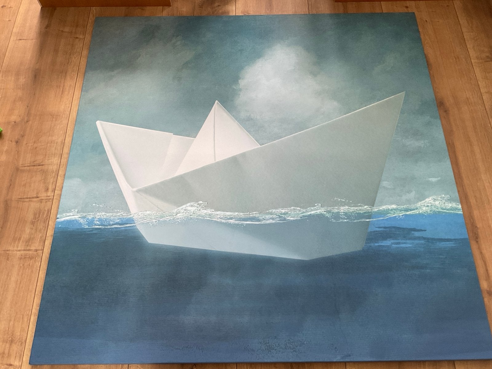 Giclée Canvas Print: Papieren Boot op Zee (Werk aan de Muur), Ophalen, Giclée, Overig onderwerp, Echtheidscertificaat