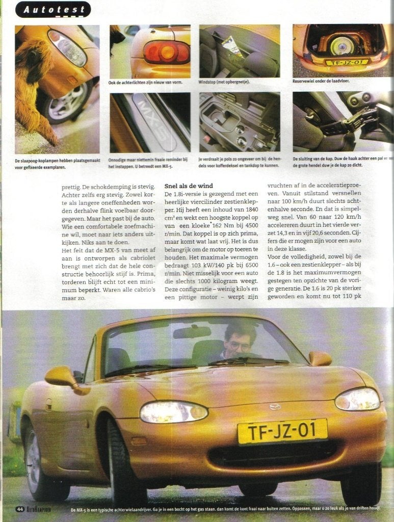 Autokampioen test Mazda MX-5 1998, Ophalen of Verzenden, Gelezen, Mazda