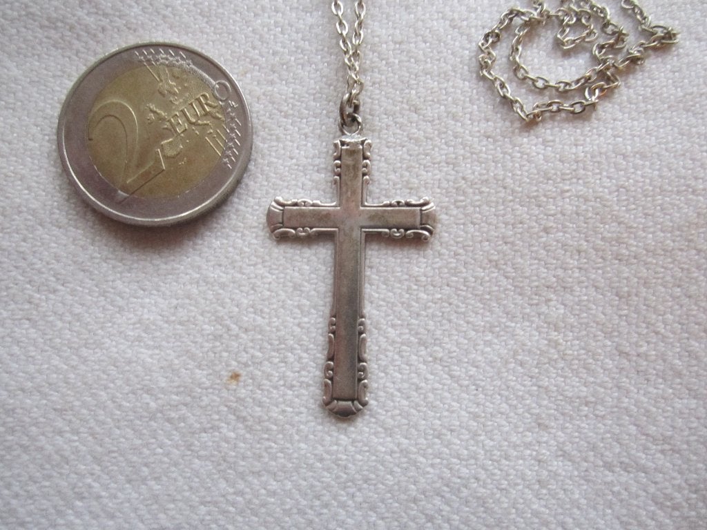 26.   Schitterend oud kruisje, zilver 835+makers mark, Ophalen, Overige materialen, Hanger