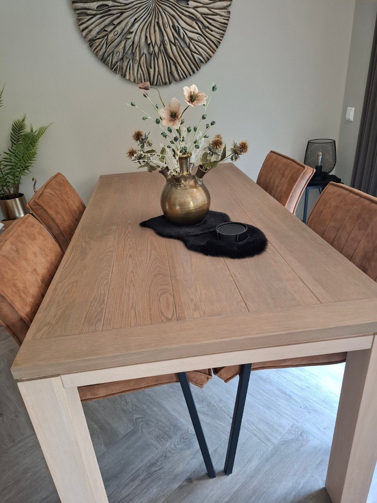 Eiken eetkamertafel, Ophalen, Eikenhout, 50 tot 100 cm, Zo goed als nieuw