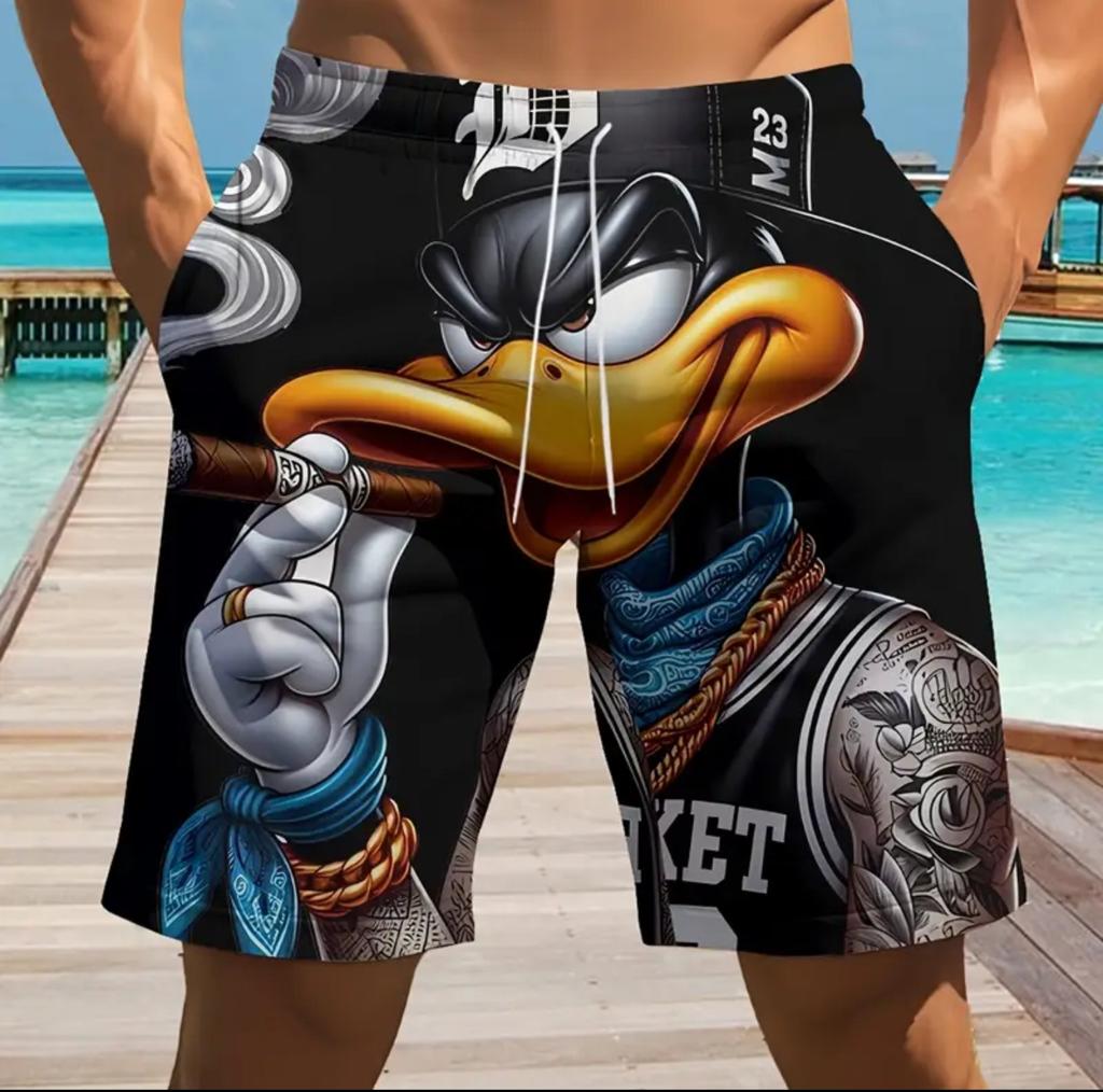 Korte broek met Daffy Duck print - Zwart, Kleding | Heren, Broeken en Pantalons, Onbekend, Zwart, Nieuw, Overige maten