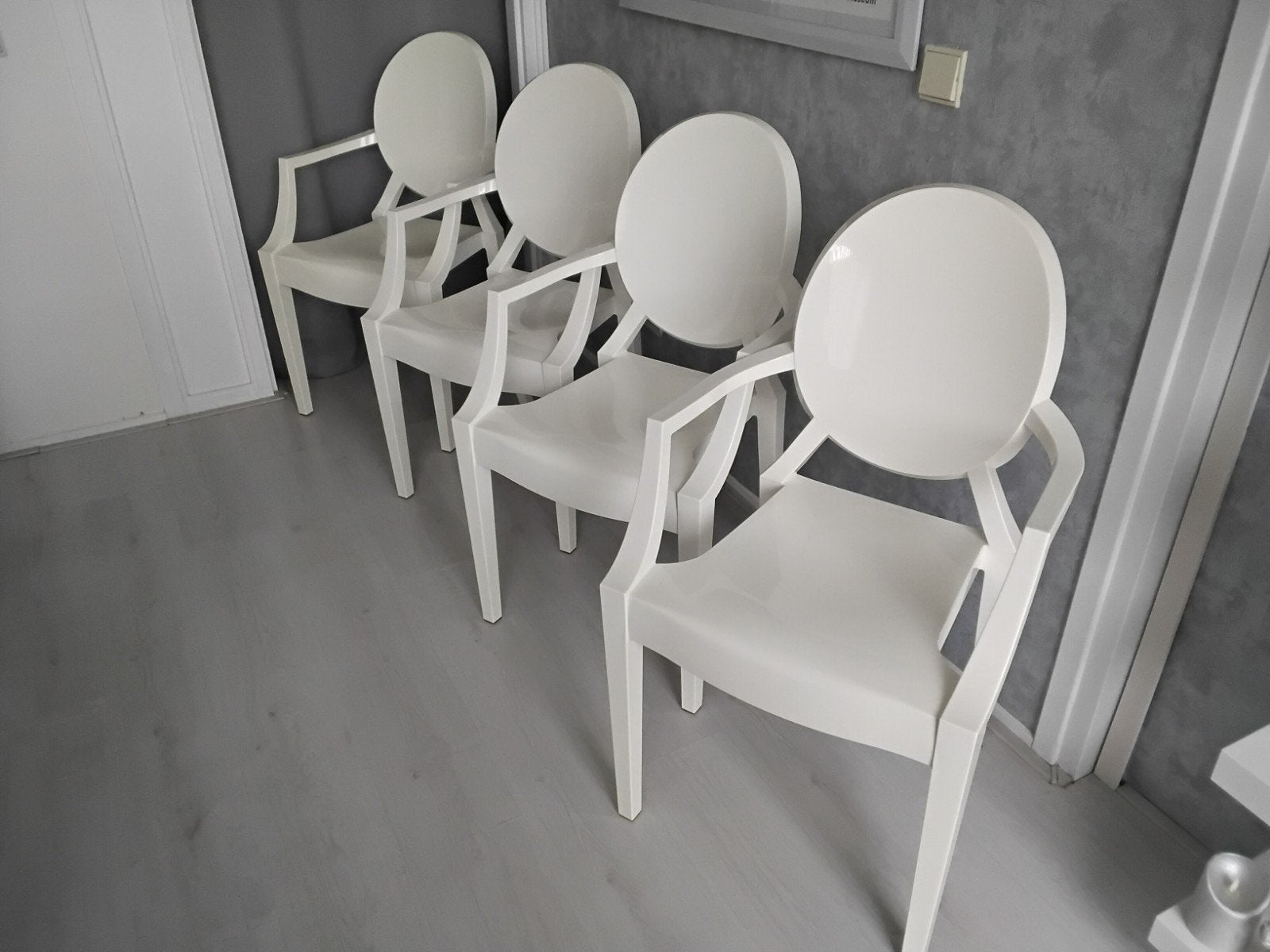 4 Kartell Louis Ghost Philippe Starck stoelen wit, Ophalen, Kunststof, Gebruikt, Wit