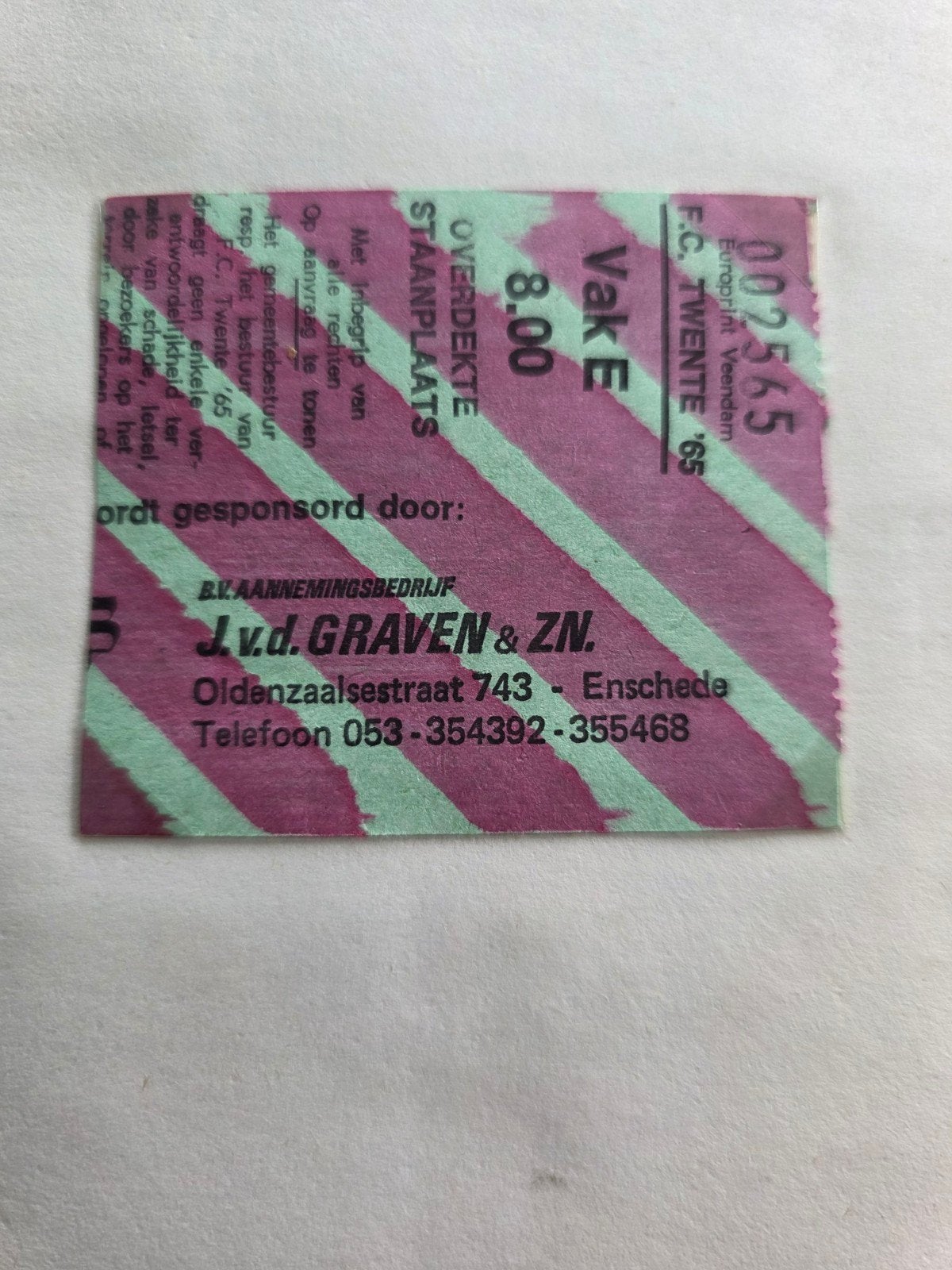 Voetbalticket  Fc Twente-Fc Utrecht. 3-0, Tickets en Kaartjes, Twee personen, Augustus