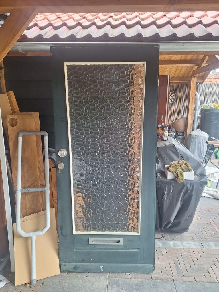 Voordeur 73x207 cm met glas, exclusief slot, Ophalen
