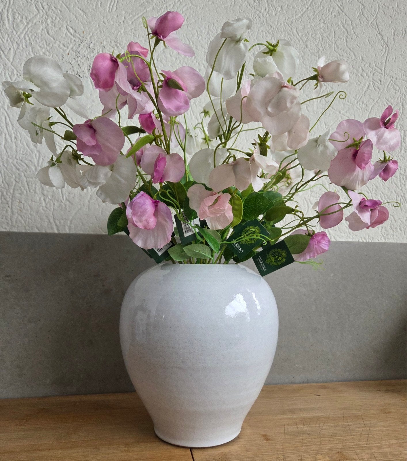 Nieuw Silk-ka boeket bloemstuk met nw kunstbloemen in Ecri v, Huis en Inrichting, Ophalen, Binnen, Boeket, 60 cm