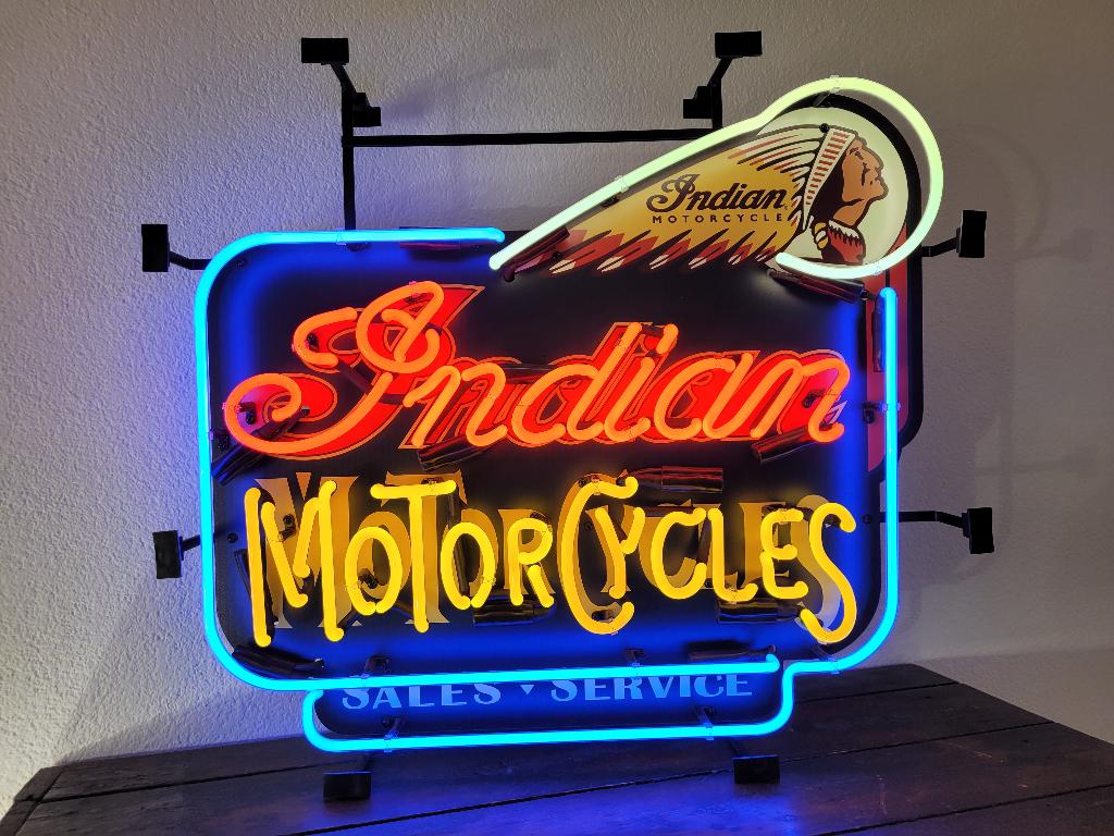 Indian Motor Cycles neon lamp + div. auto neonverlichting, Verzamelen, Merken en Reclamevoorwerpen, Ophalen, Zo goed als nieuw