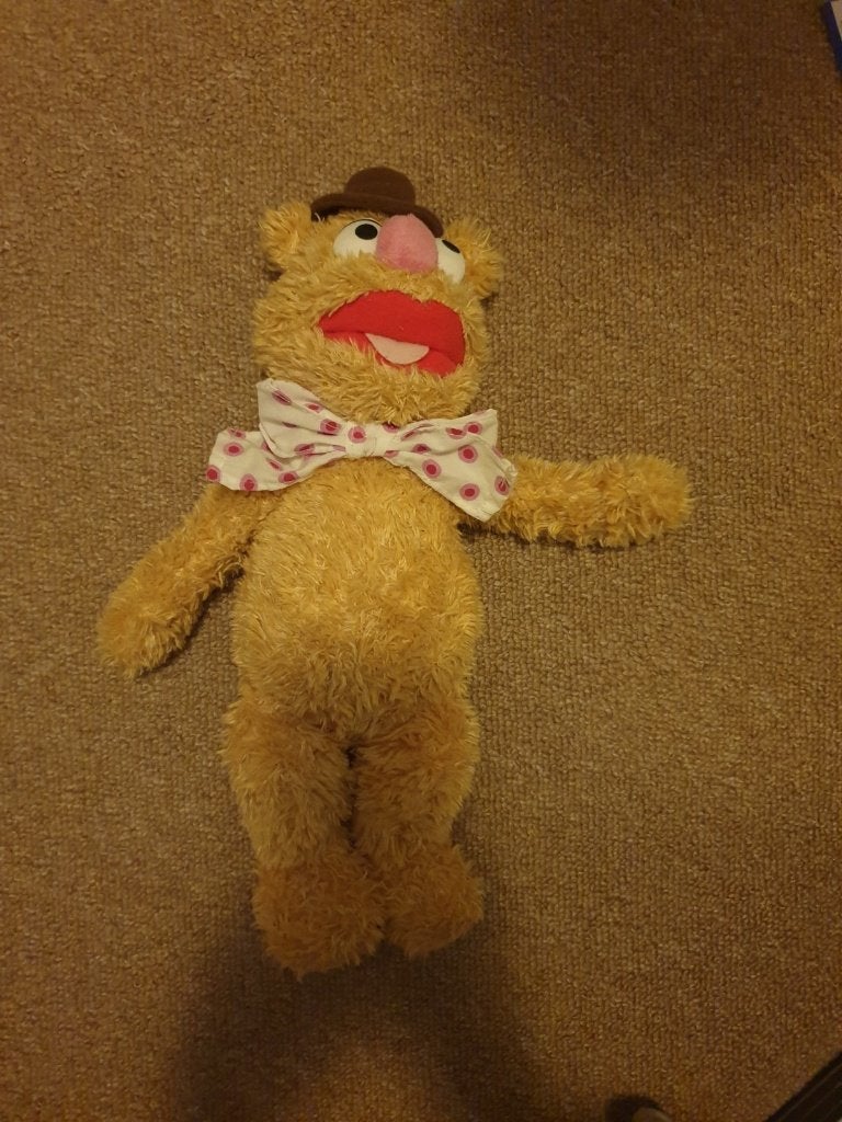 Fozzie de bear van de muppets, Ophalen of Verzenden, Gebruikt, Beer, Middelgroot (20 tot 80 cm)