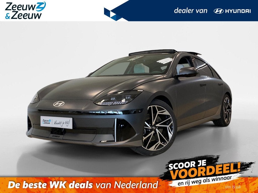 Hyundai IONIQ 6 LOUNGE SKY | RWD | 77 KWH | NOCTURE GREY | N, Auto's, Hyundai, Automaat, Achterwielaandrijving, Leder, 17 min