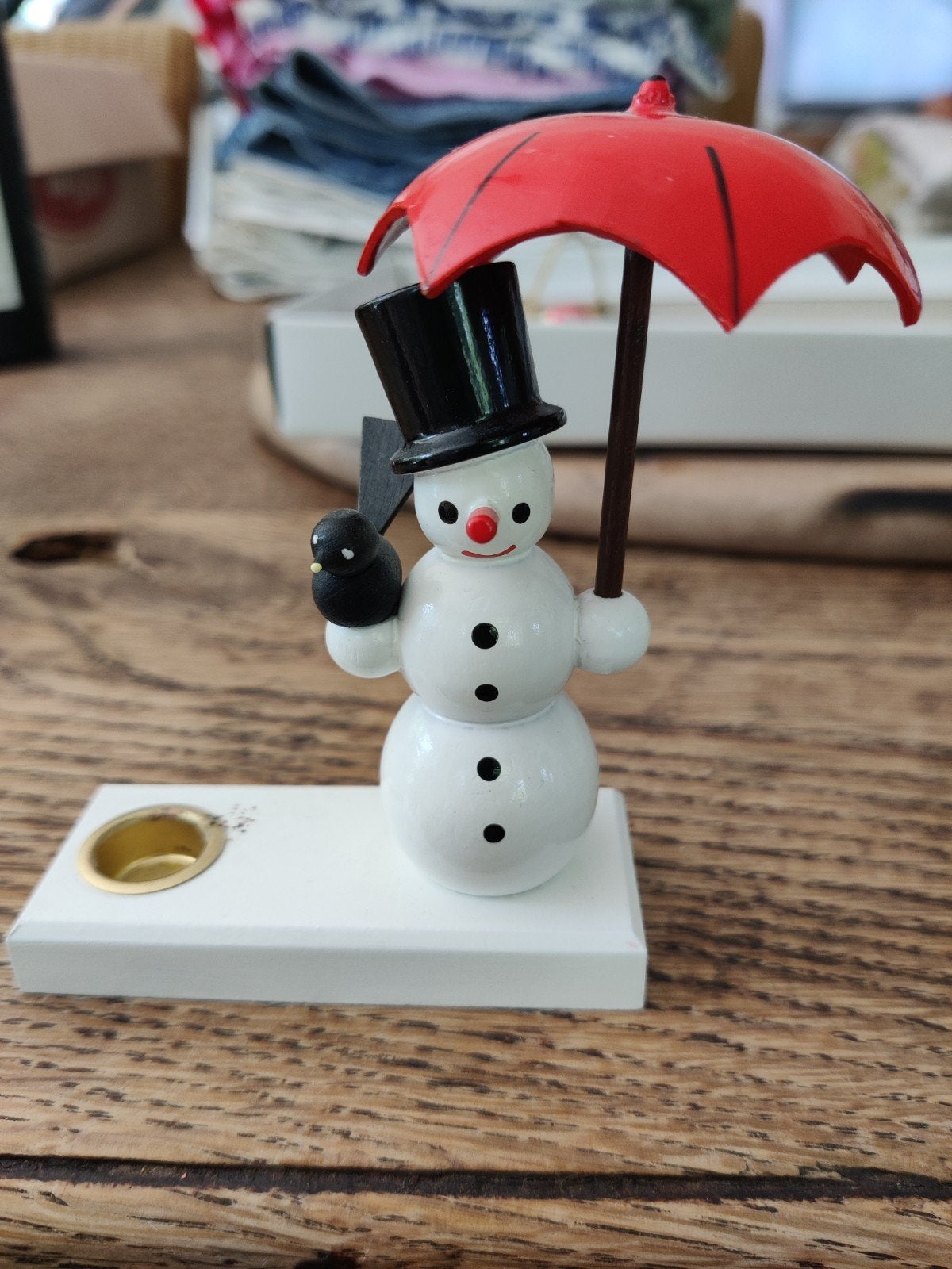 Sneeuwman met vogel en kandelaartje, Diversen, Ophalen of Verzenden