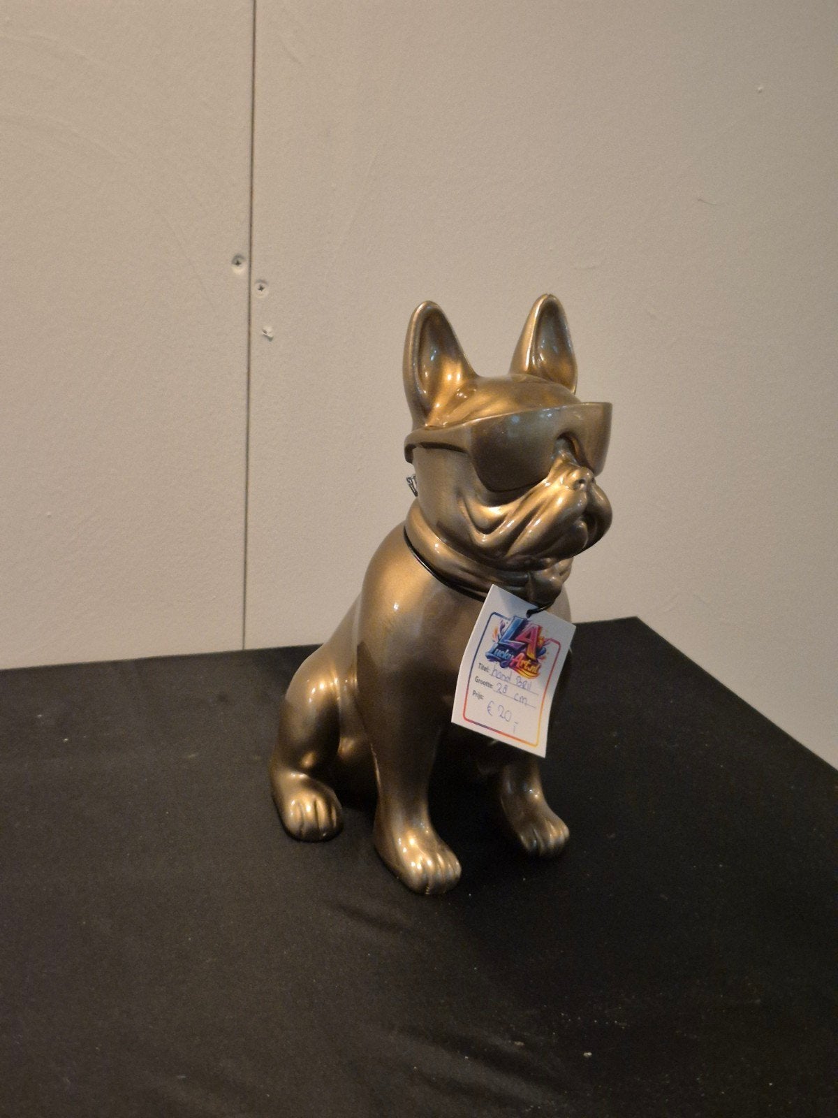 Bulldog beeldje met zonnebril - Polyester - 28cm, Ophalen of Verzenden