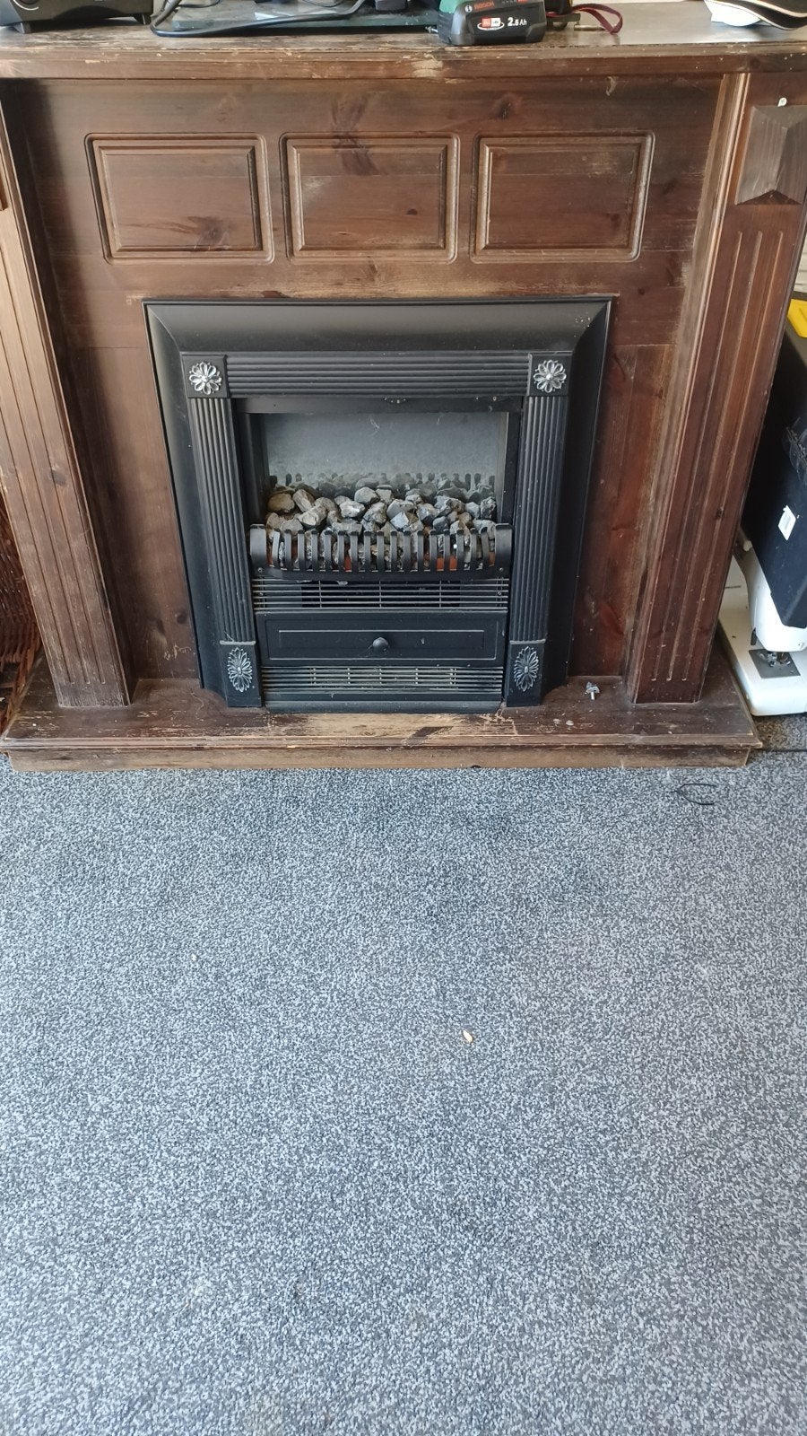 Houten kachel ombouw met elektrische kachel (opknapper), Ophalen, Gebruikt, Vrijstaande haard, Elektrische haard