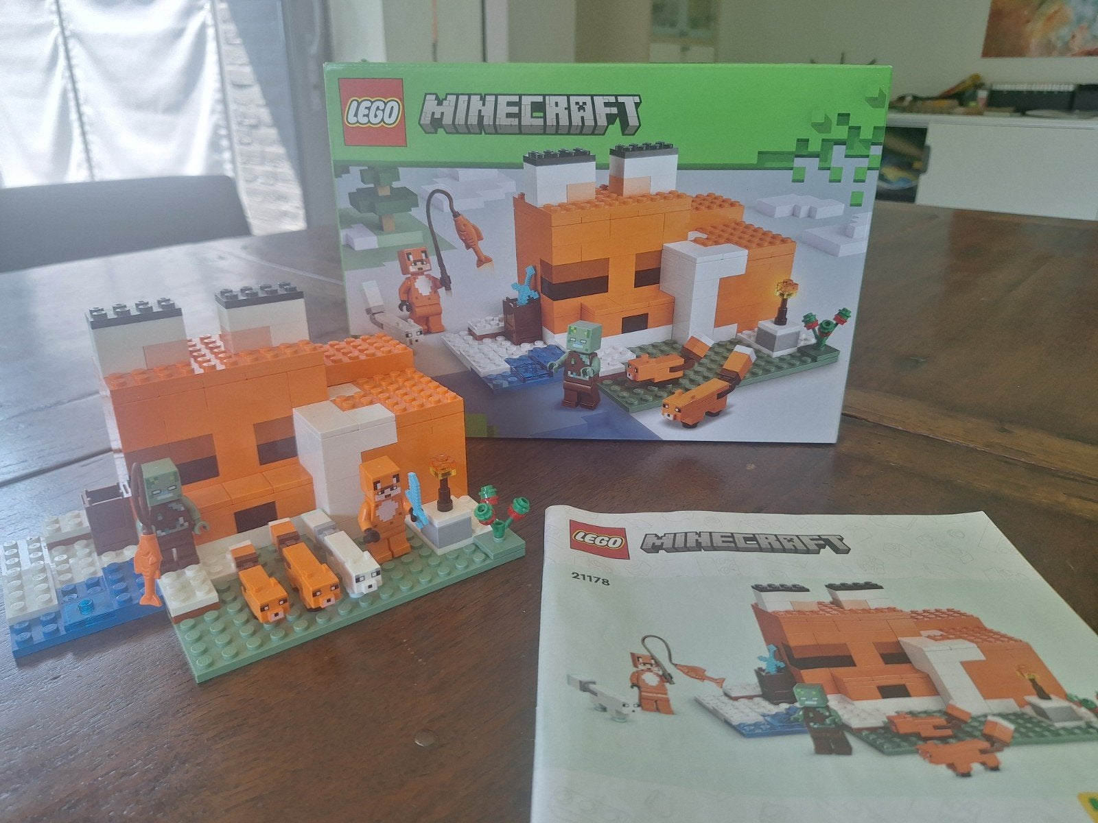 LEGO Minecraft De Vossenlodge (21178) - Compleet met doos, Kinderen en Baby's, Speelgoed | Bouwstenen, Ophalen of Verzenden