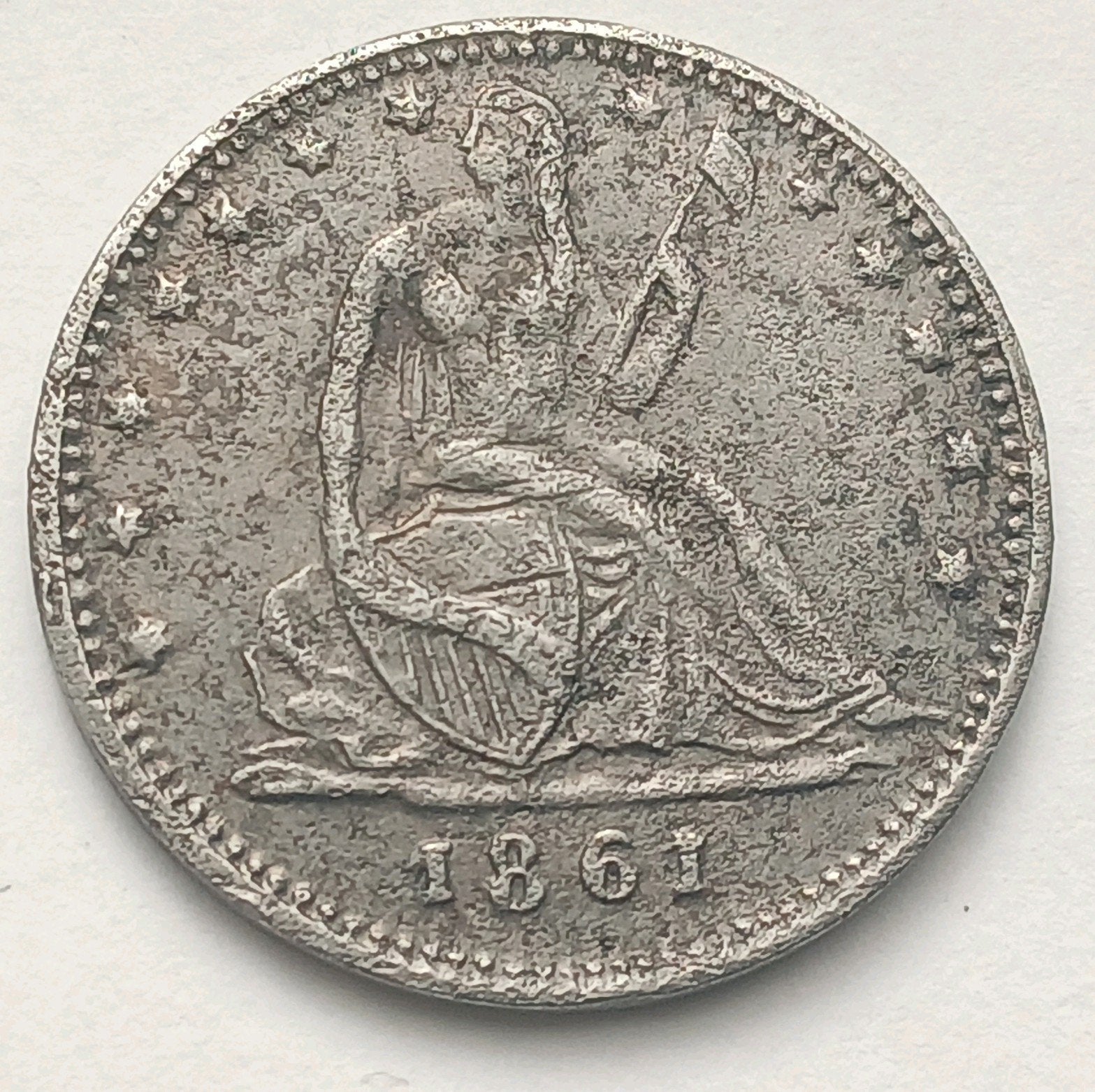 USA 1/2 Dollar 1861 Amerika Seated Liberty Half Dollar Munt, Ophalen of Verzenden, Noord-Amerika
