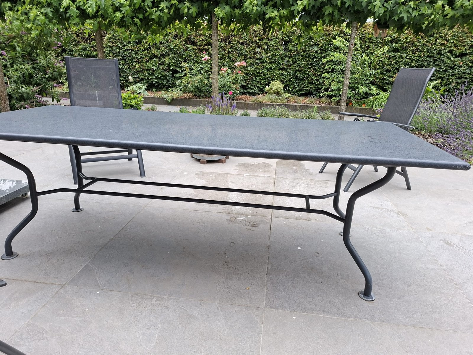 Hardsteen tuintafel 240 x 100 cm, Ophalen, Zo goed als nieuw, Rechthoekig, Overige materialen