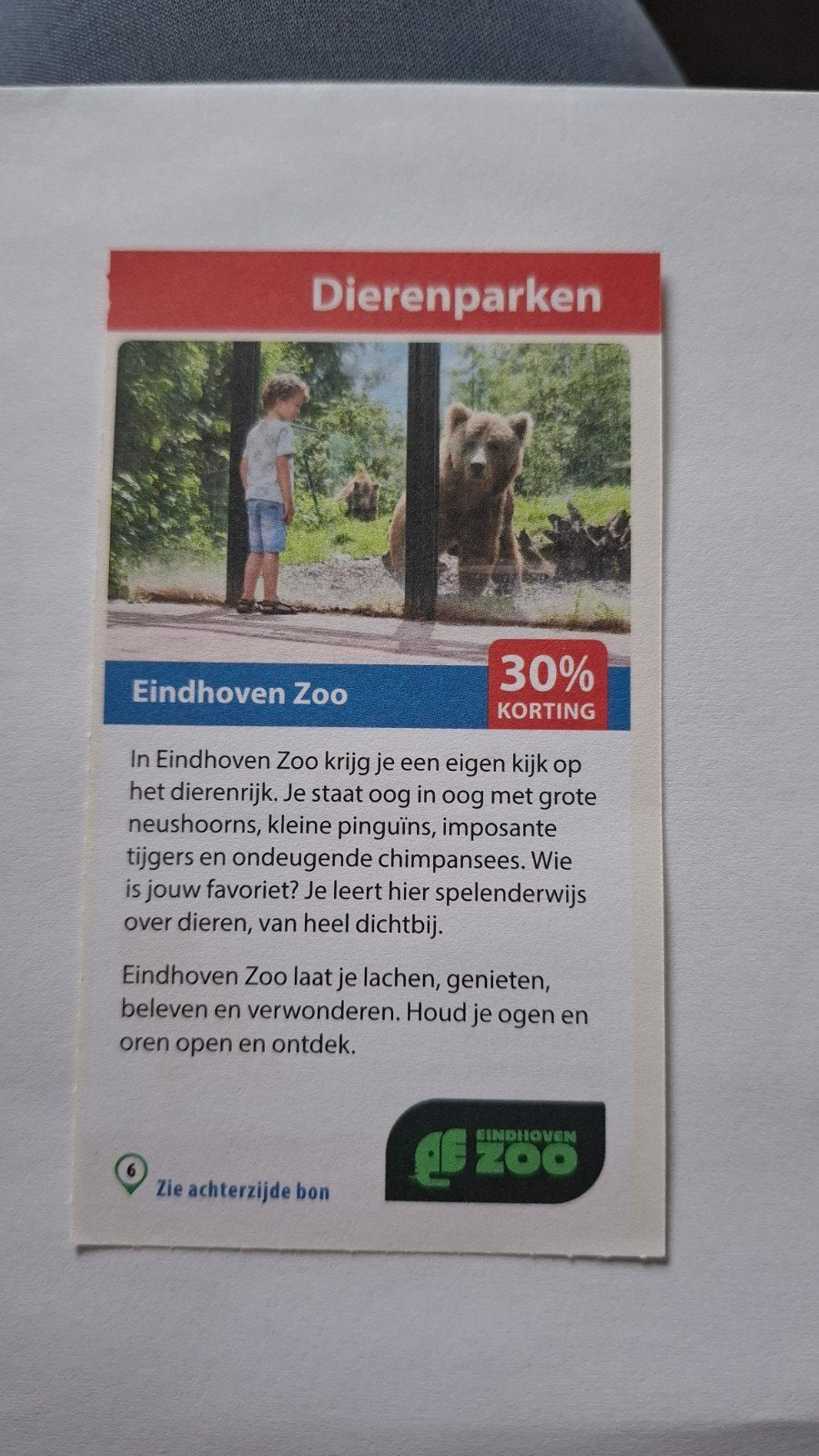 Kortingsbon voor Eindhoven Zoo met 30% korting per persoon, Drie personen of meer, Kortingskaart