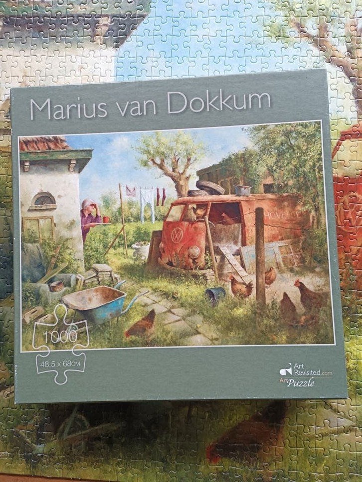 Marius van Dokkum puzzel 1000 stukjes kippenhok, Ophalen of Verzenden, 500 t/m 1500 stukjes, Zo goed als nieuw