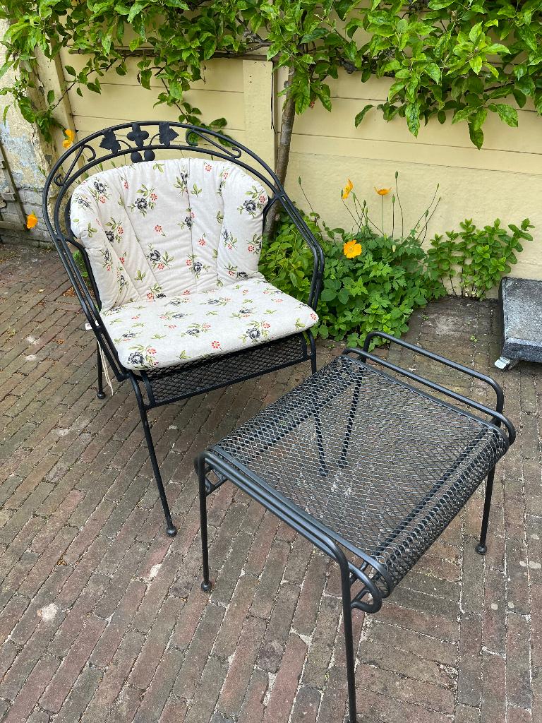 Royal Garden Kettler stoel + hocker/voetenbank/bijzetkruk, Tuin en Terras, Ophalen, Gebruikt, Metaal, Stapelbaar