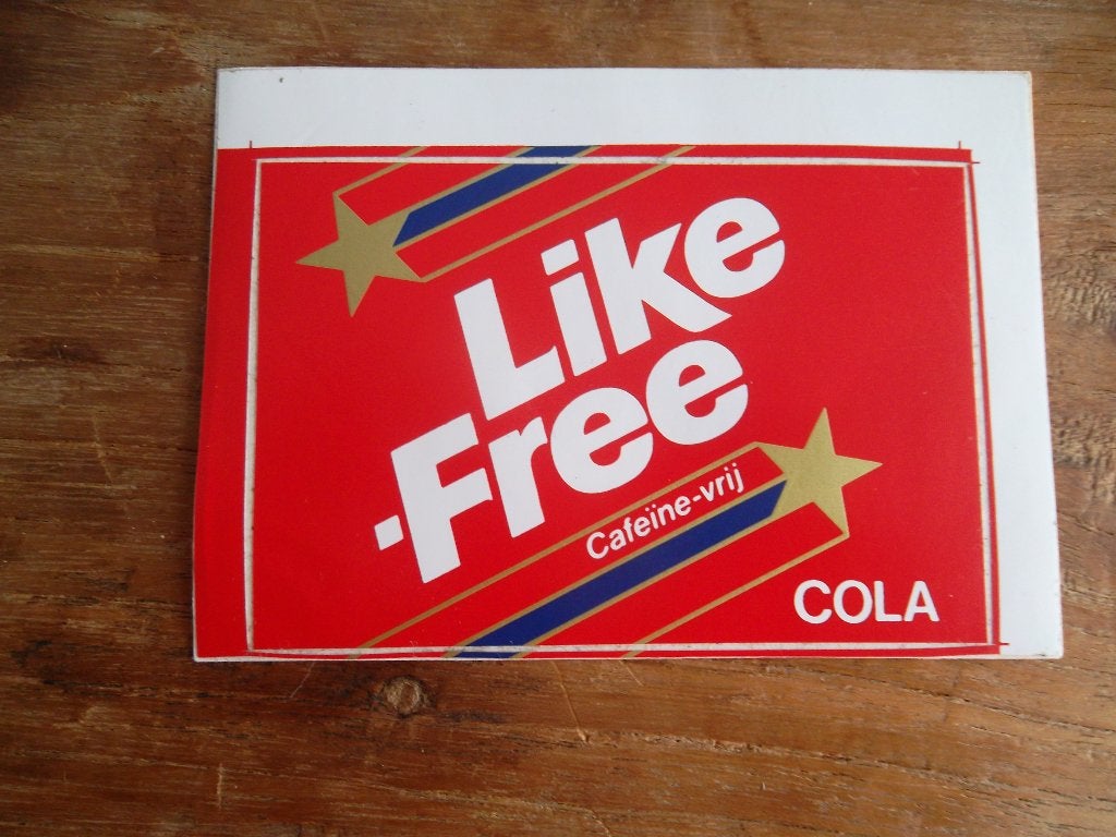 Like-Free Cola sticker Cafeine vrij 6x9,5cm, Ophalen of Verzenden, Nieuw, Bedrijf of Vereniging