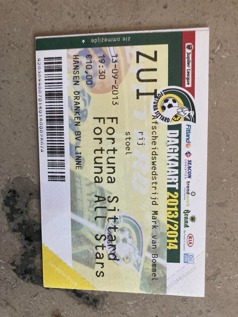 TICKET AFSCHEIDSWEDSTRIJD VAN BOMMEL 2013, Ophalen of Verzenden, Zo goed als nieuw, Overige binnenlandse clubs, Overige typen