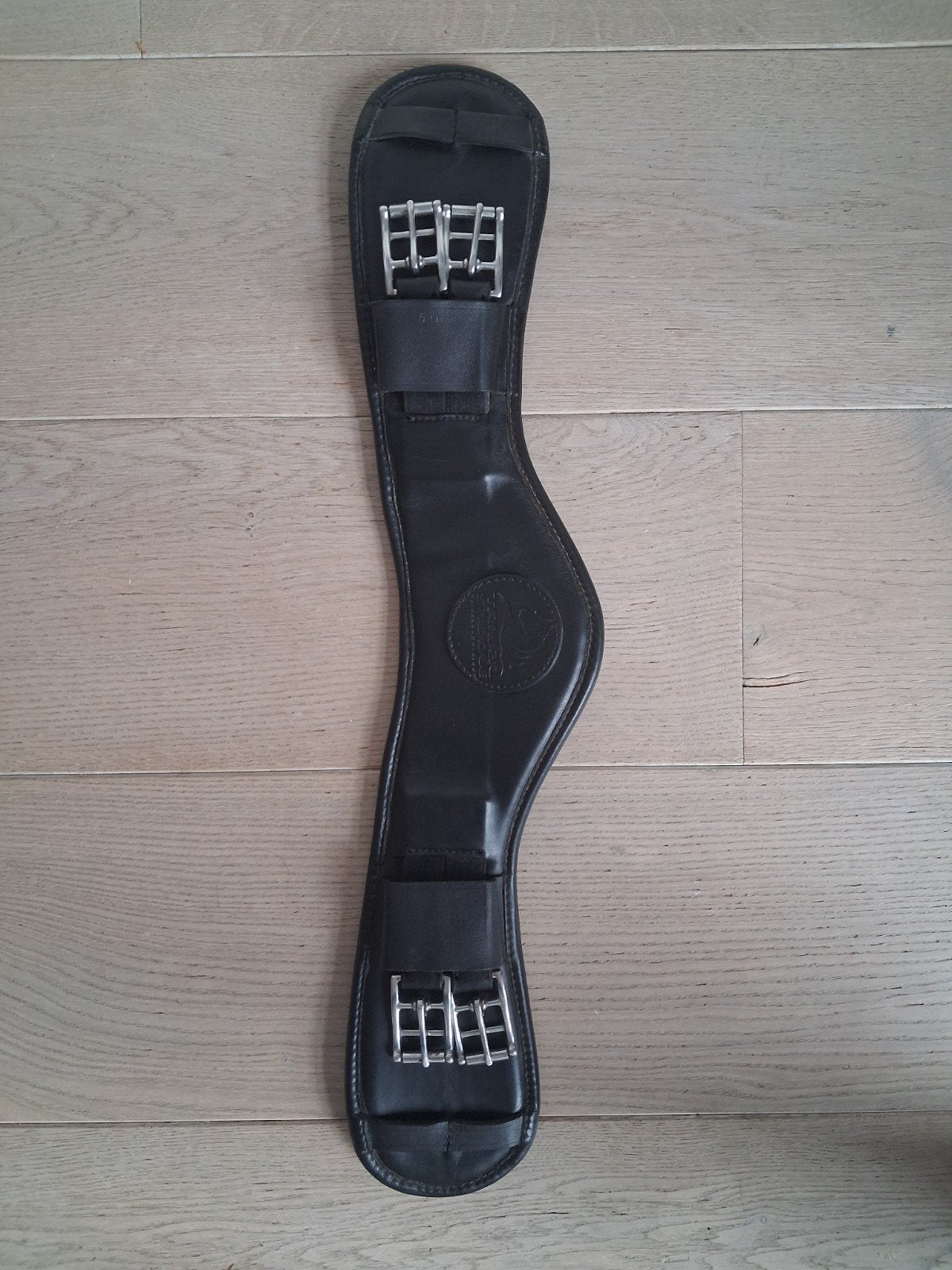 50 cm dressuursingel, ongebruikte zwart leer Tribal Saddle, Ophalen of Verzenden, Zo goed als nieuw, Dressuur