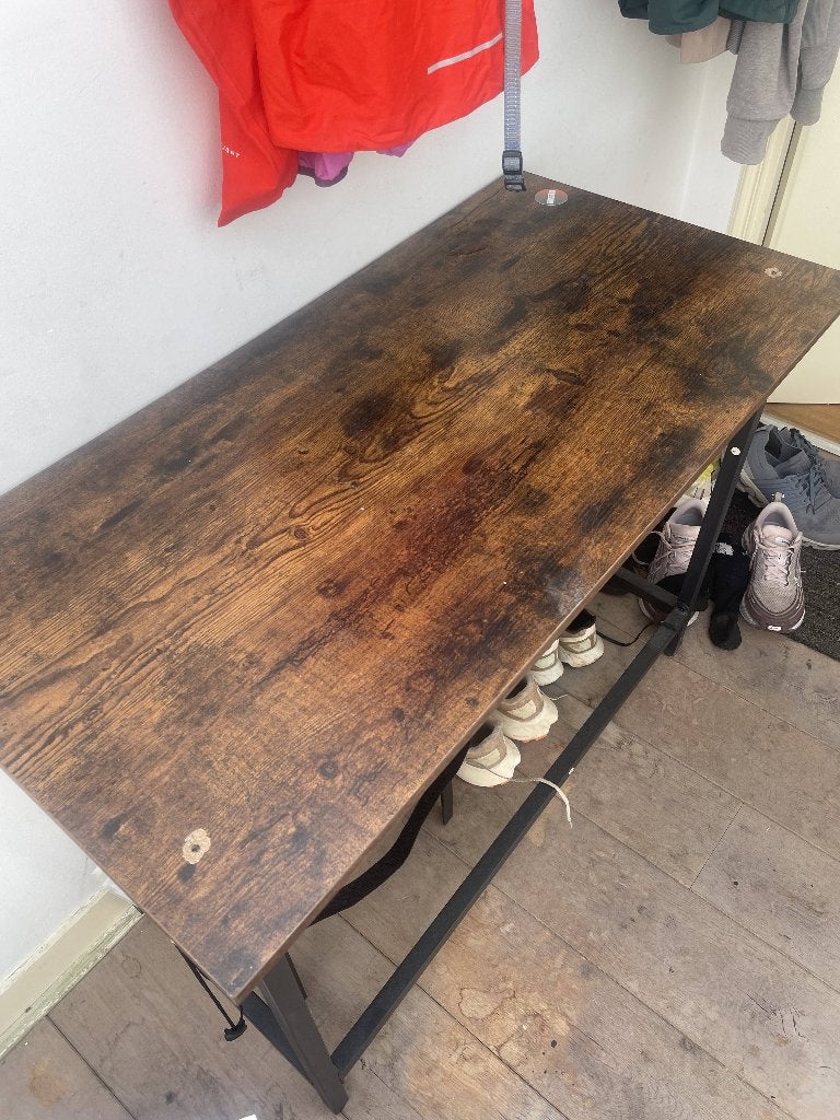 Wood and Metal Frame Desk, Ophalen, Gebruikt, Hout, 50 cm