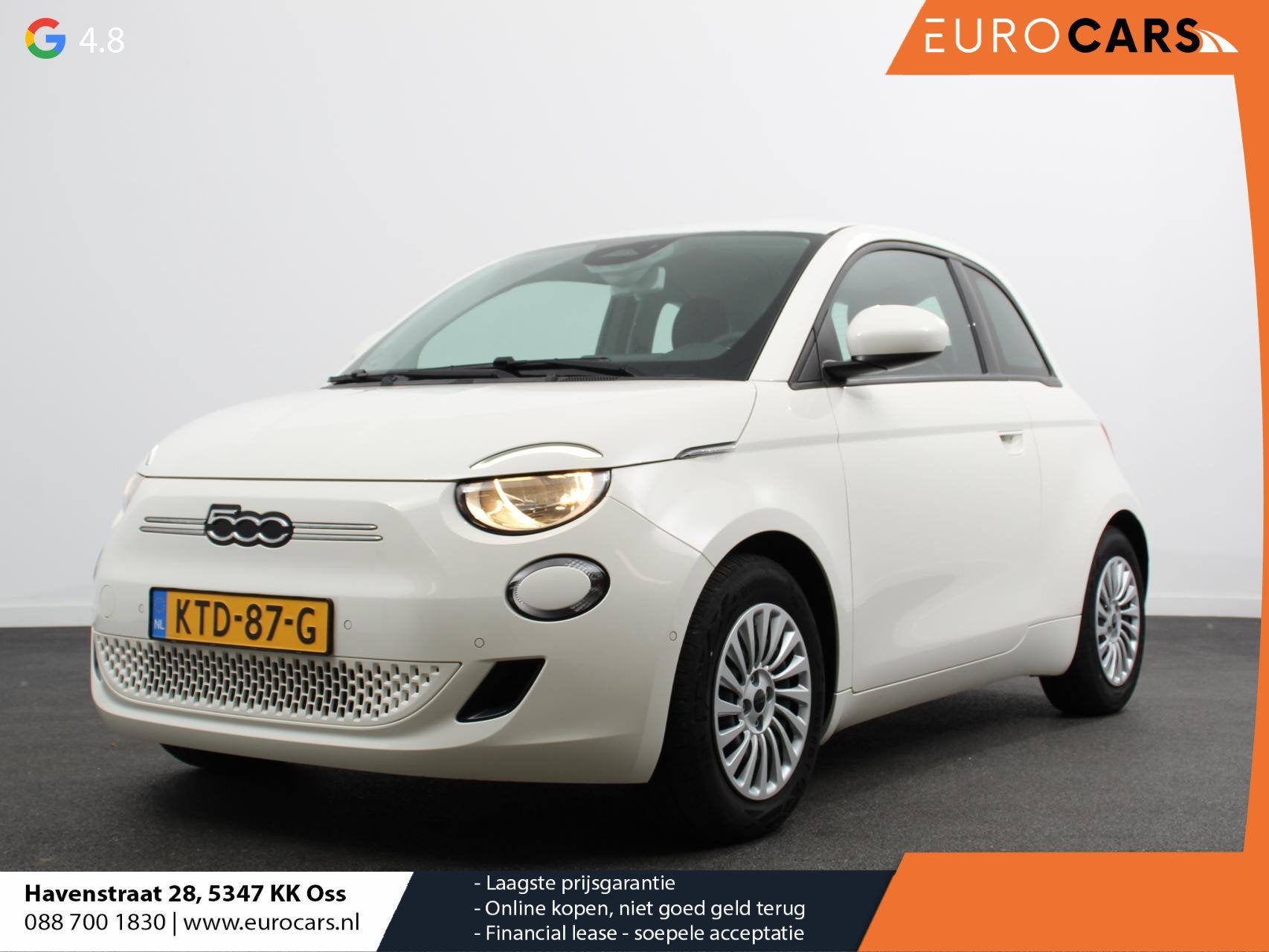 Fiat 500e Berline 42 kWh Automaat Climate control Cruise con, Gebruikt, 118 pk, 4 stoelen, Wit