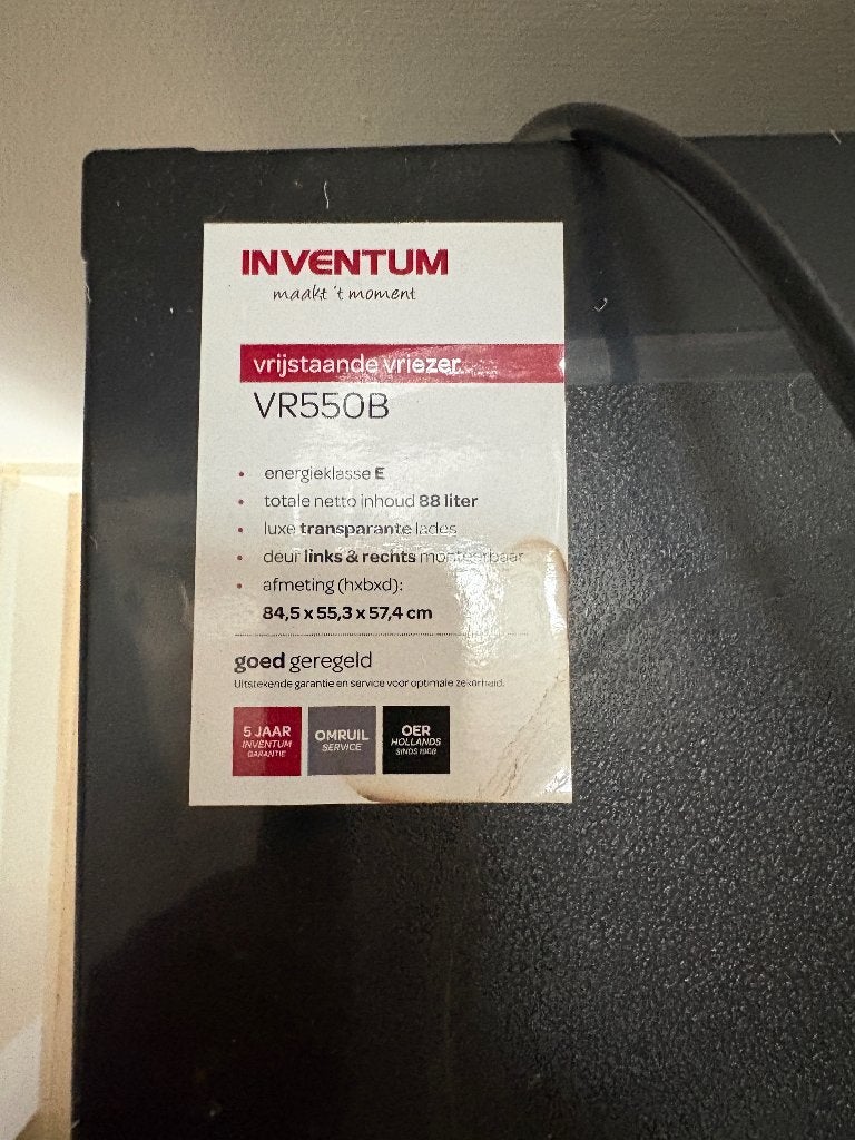 Diepvries inventum 3 jaar oud, Minder dan 85 cm, Minder dan 60 cm, Zo goed als nieuw, Vrijstaand