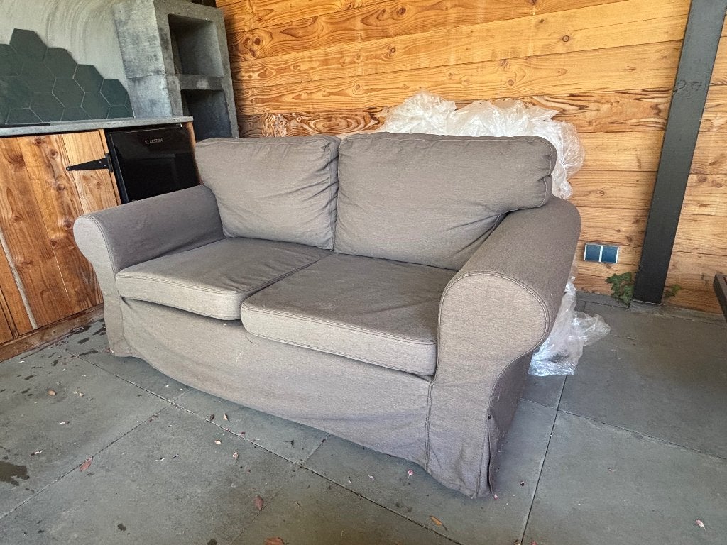 Bank bruin, tweepersoons, goede staat, gebruikt, Ophalen, Gebruikt, 150 tot 200 cm, Tweepersoons