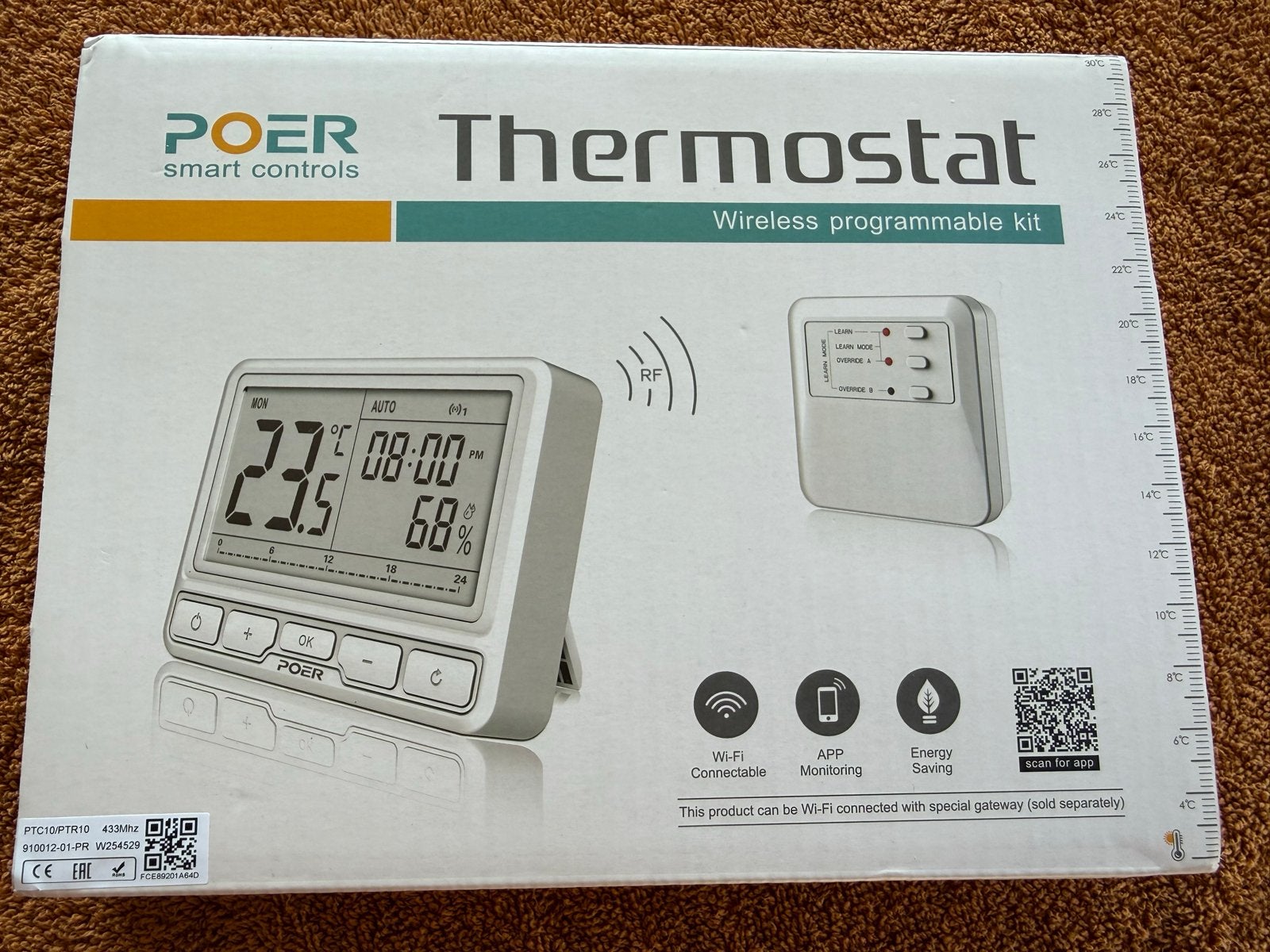 POER Smart Controls Draadloze Programmeerbare Thermostaat Ki, Ophalen of Verzenden, Slimme thermostaat, Nieuw
