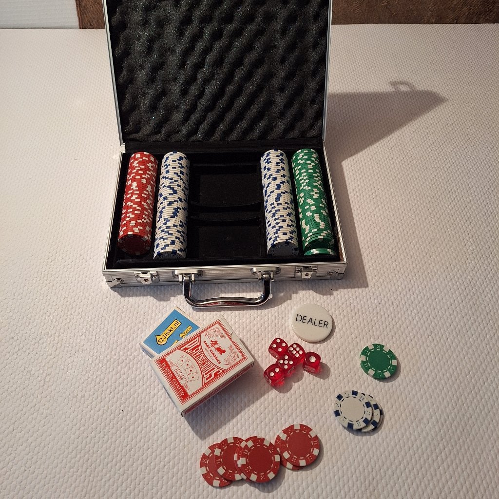 Poker set met aluminium case 200 chips, Ophalen of Verzenden, Zo goed als nieuw