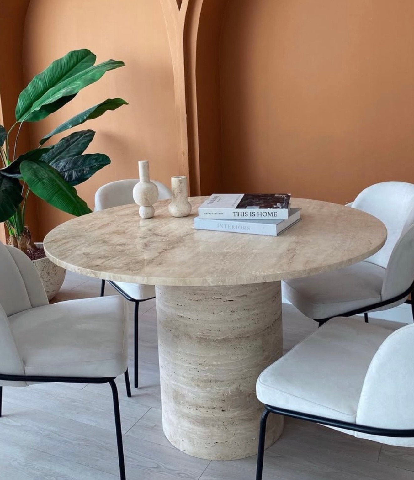 NIEUW: Exclusieve Travertine Eettafel €3.000, Ophalen, Zo goed als nieuw, Rechthoekig, 100 tot 150 cm