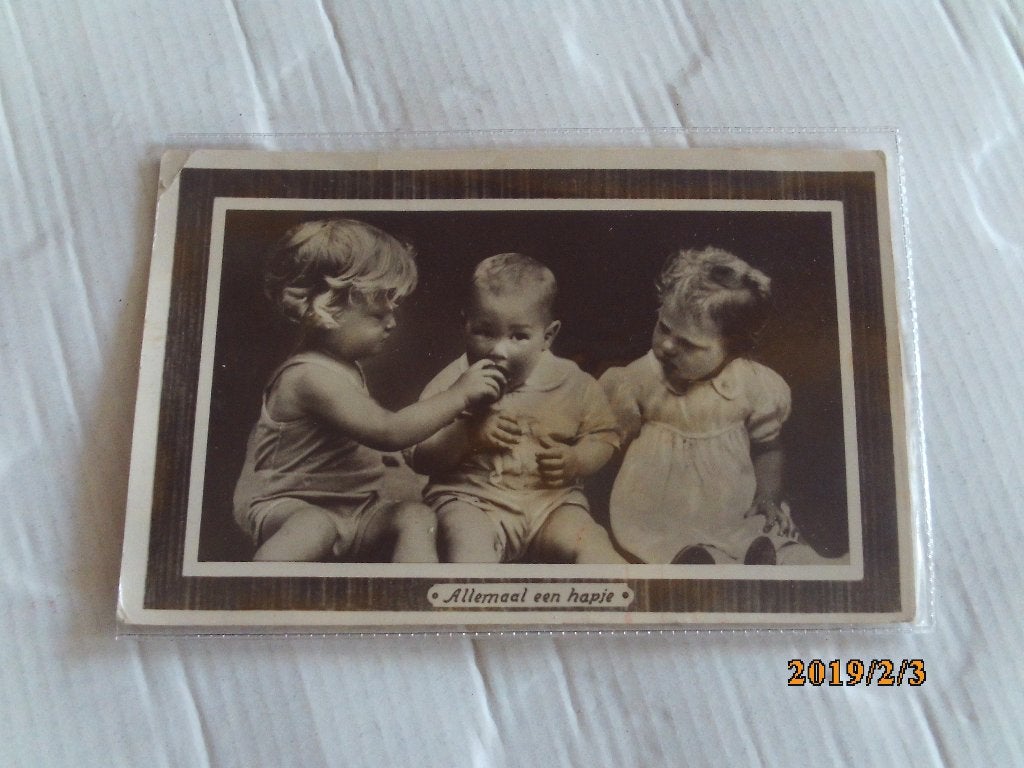 oude kinderkaart allemaal een hapje, Verzamelen, Ophalen of Verzenden, 1920 tot 1940, Gelopen, Kinderen