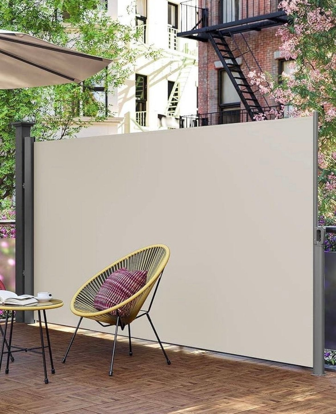 Nieuw Zijscherm/Windscherm - 350x180 cm - Crème, Ophalen, Overige typen, Nieuw, 150 tot 300 cm