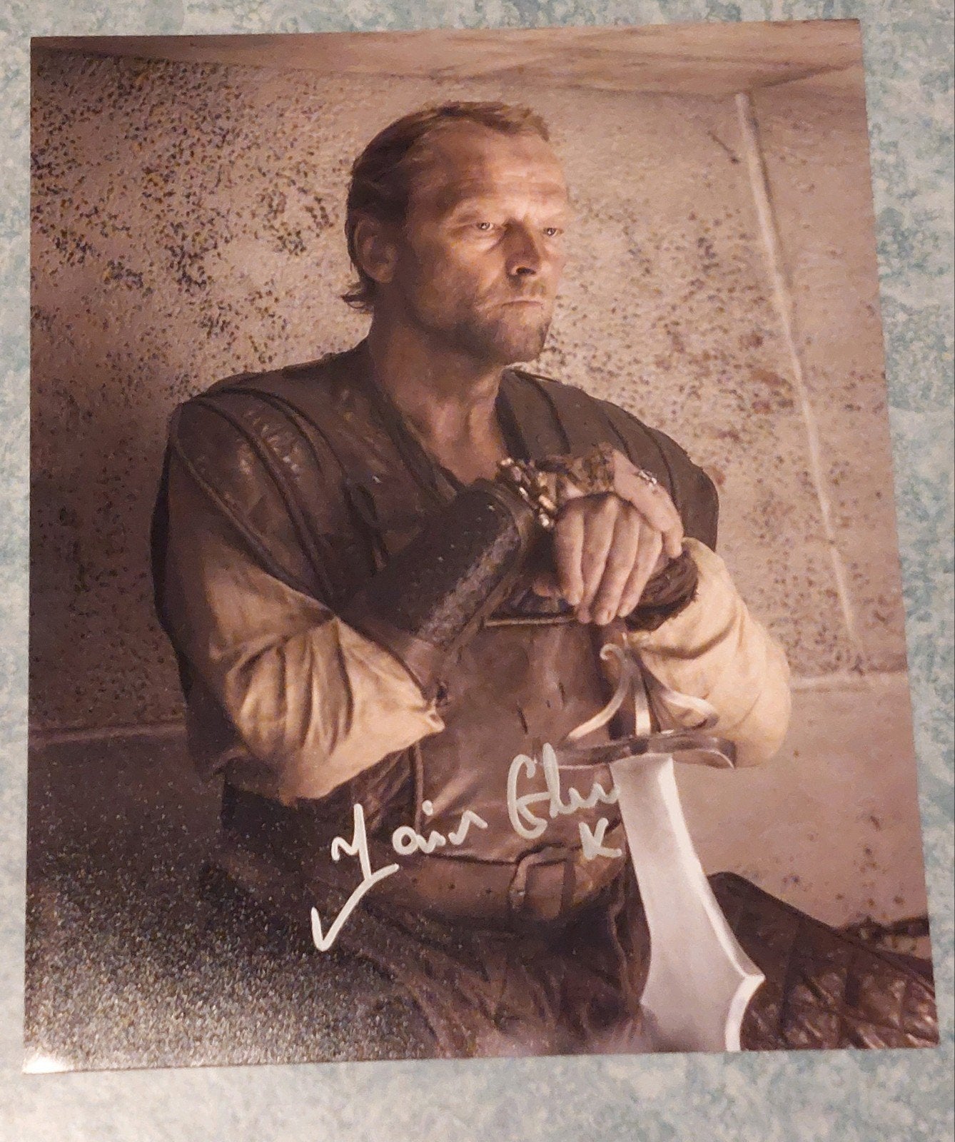 Handtekening Iain Glen 	Jorah Mormont Game of Thrones, Ophalen of Verzenden, Nieuw, Foto of Kaart, Gesigneerd