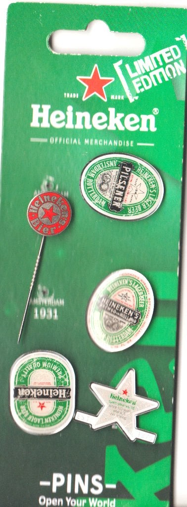 Heineken vintage pins limited ed. + emaille speld, Verzenden, Zo goed als nieuw, Transport