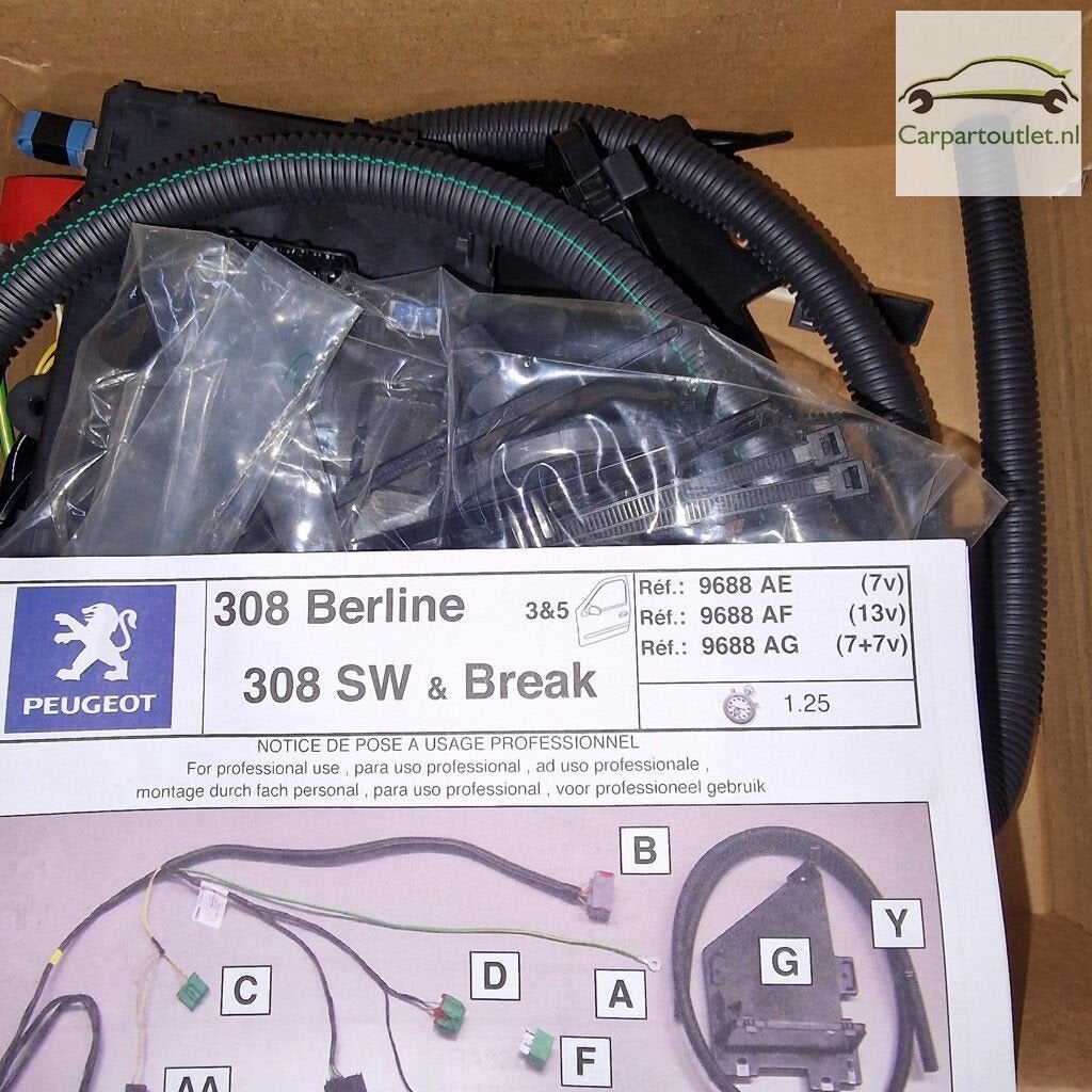 Trekhaak kabelset 7 polig 9688AE nieuw Peugeot 308 Berline, -, -, Nieuw, Ophalen of Verzenden