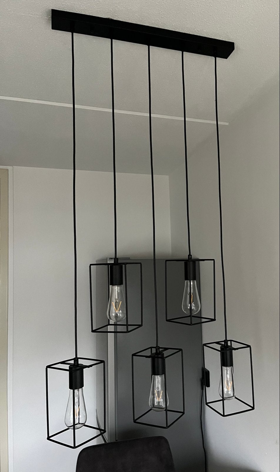 Lifa Living Hanglamp Filip - 5-lichts Zwart Industrieel, Ophalen, Zo goed als nieuw, Metaal