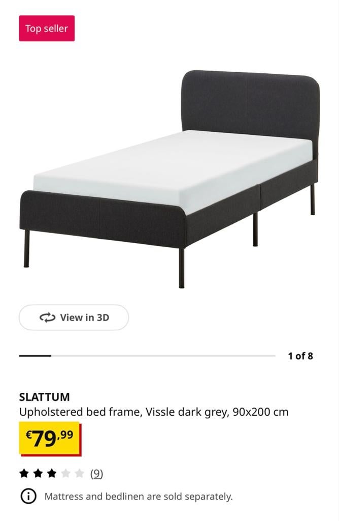 IKEA bed frame + mattress 90x200, great condition, 90 cm, Eenpersoons, Ophalen of Verzenden, Zo goed als nieuw