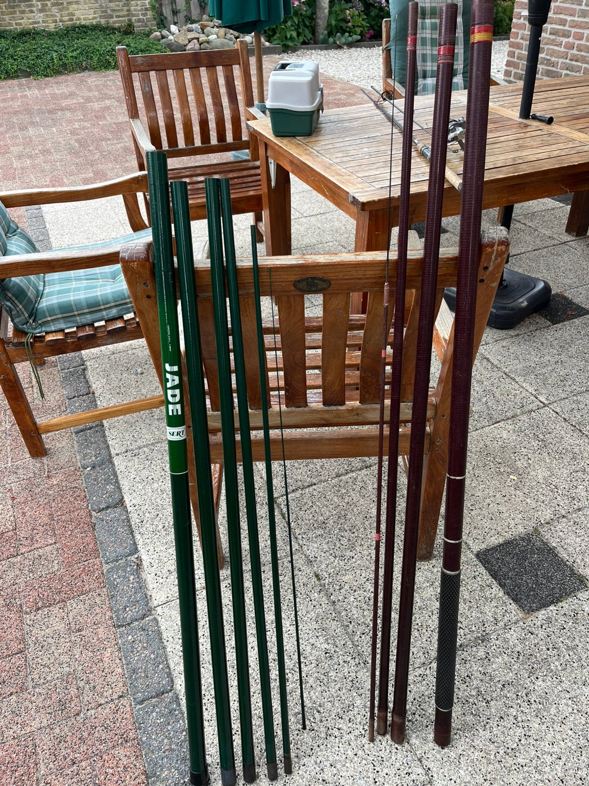 Vaste hengels groen is 6 meter bruin is 5 meter, Ophalen, Gebruikt, Vaste hengel