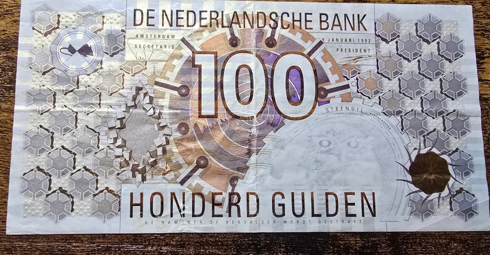 Zeldzaam biljet: 100 Gulden Steenuil 1992, Postzegels en Munten, Bankbiljetten | Nederland, Ophalen of Verzenden