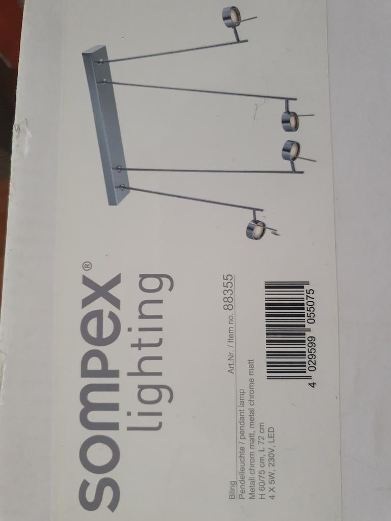 Nieuwe Sompex Lighting hanglamp - 4x 5W LED, Ophalen of Verzenden, Nieuw, Metaal, Modern