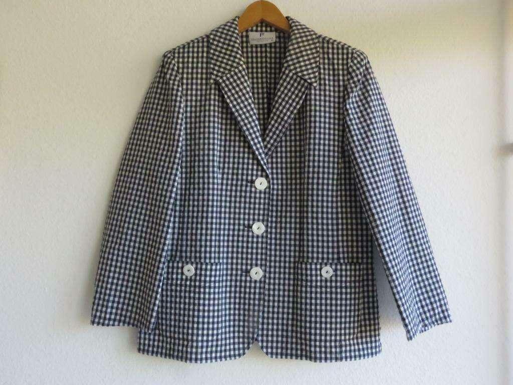 Frankenwalder blazer jasje donkerblauw wit geruit/geblokt 40, Maat 38/40 (M), Blauw, Ophalen of Verzenden, Jasje