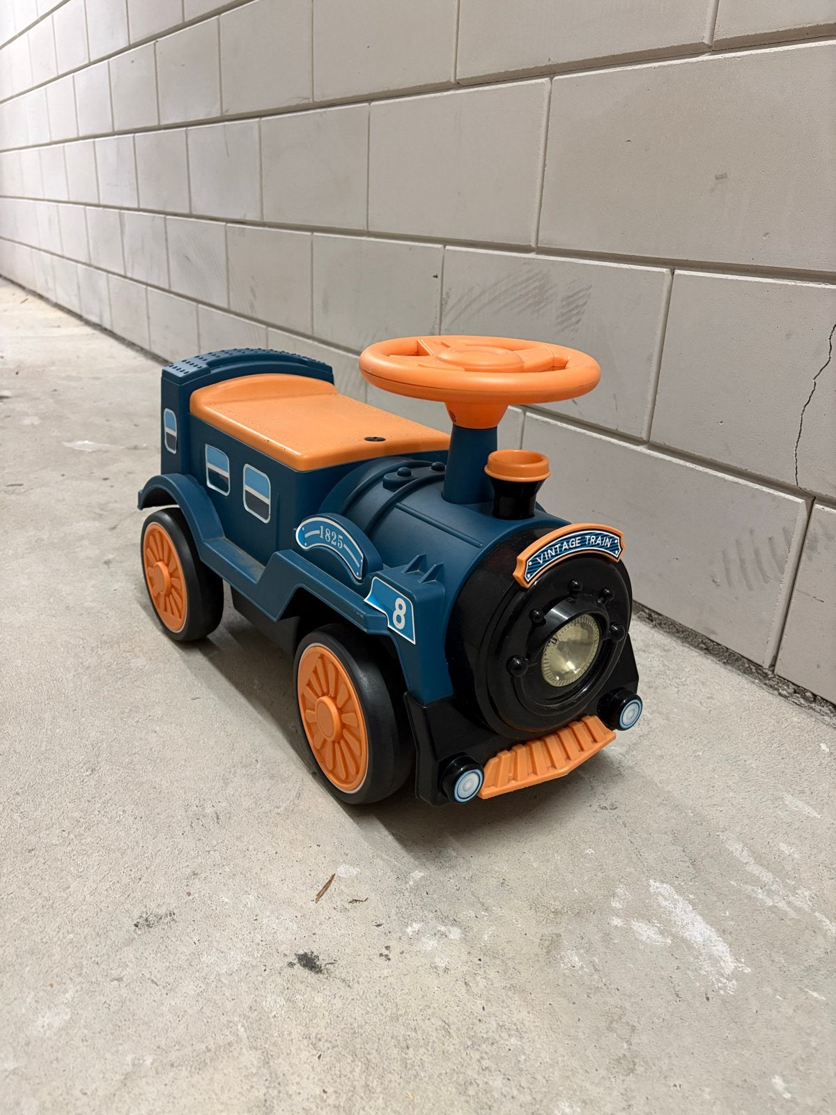 Loopauto Vintage Trein - Blauw/Oranje, Ophalen, Gebruikt