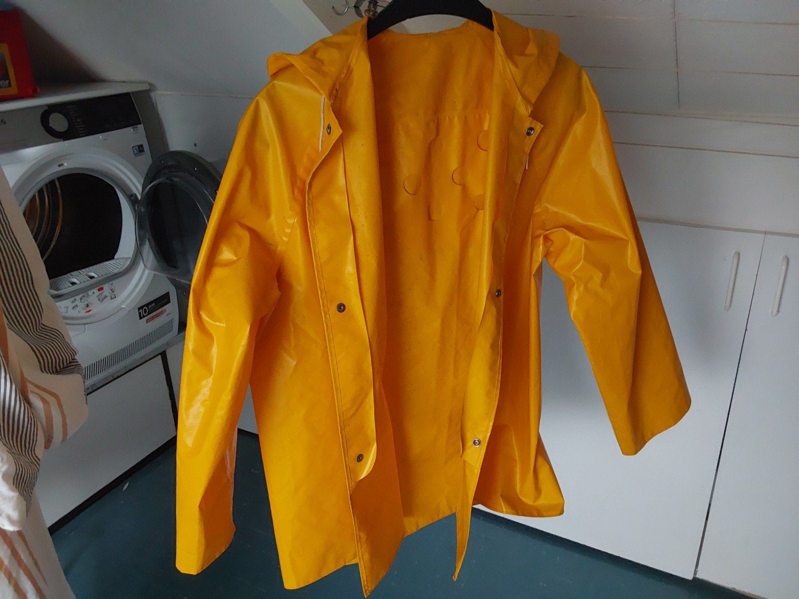 Gele regenjas met capuchon, Ophalen of Verzenden, Gebruikt, Regenjas, Heren