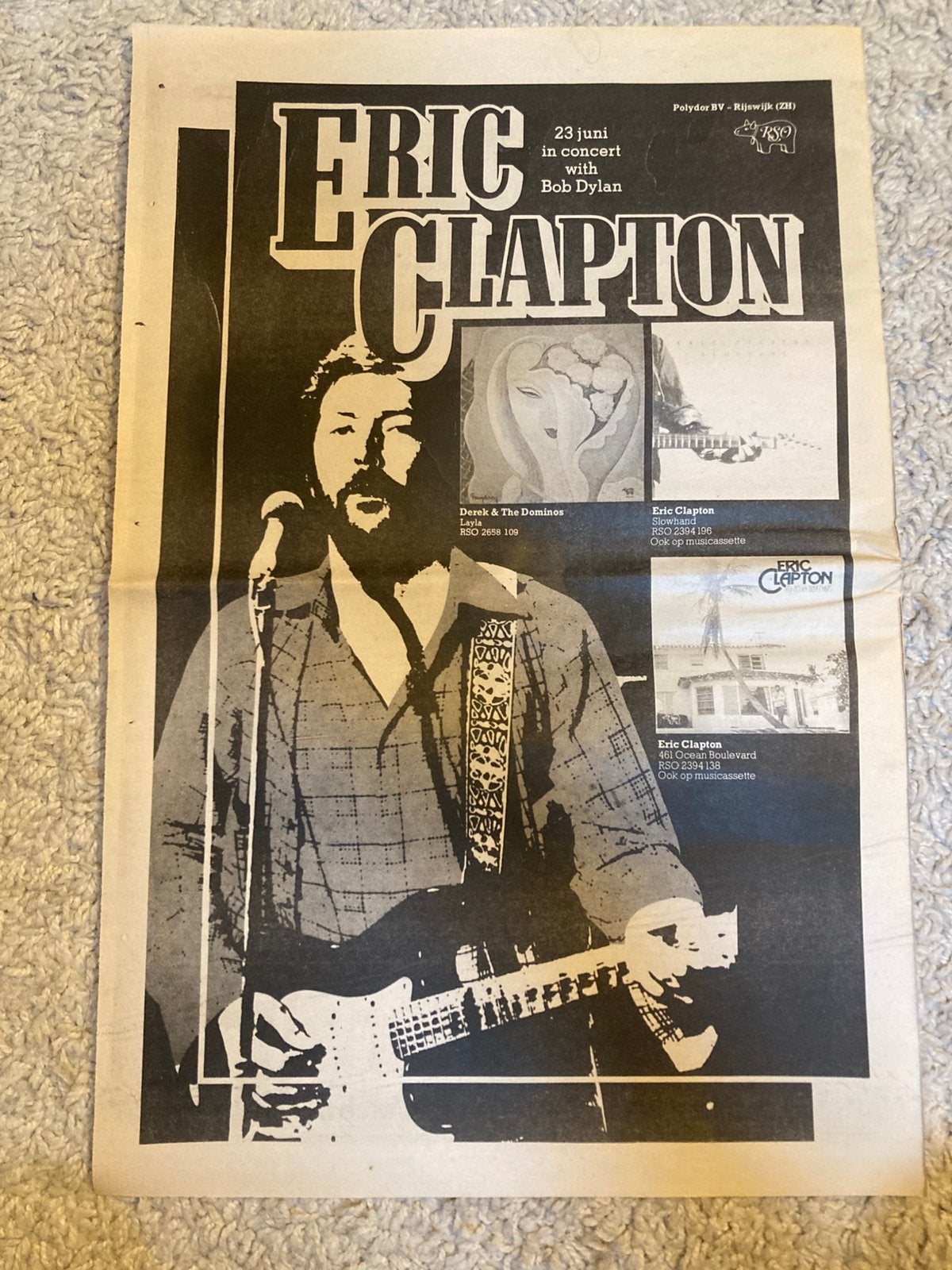 ERIC CLAPTON A3 advertentie, Verzamelen, Ophalen of Verzenden, Gebruikt