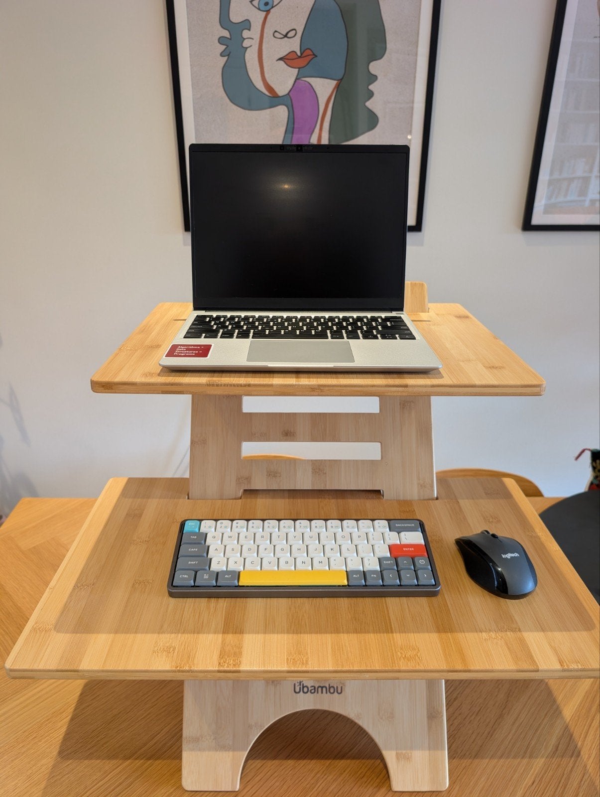 Ubambu Sta bureau - Standing desk - Bamboe, Huis en Inrichting, Ophalen, Hout, Zo goed als nieuw, Overige merken