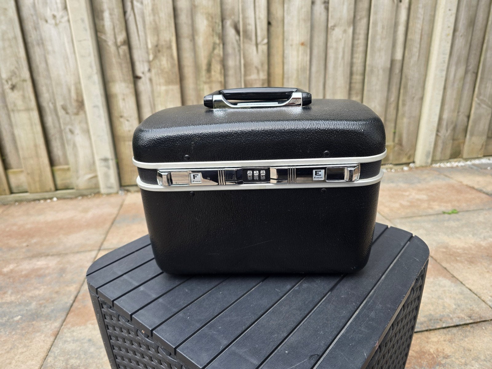 Echolac retro zwarte beautycase vanity koffer vintage 70s, Gebruikt, Zwart, Ophalen of Verzenden, Met spiegeltje(s)