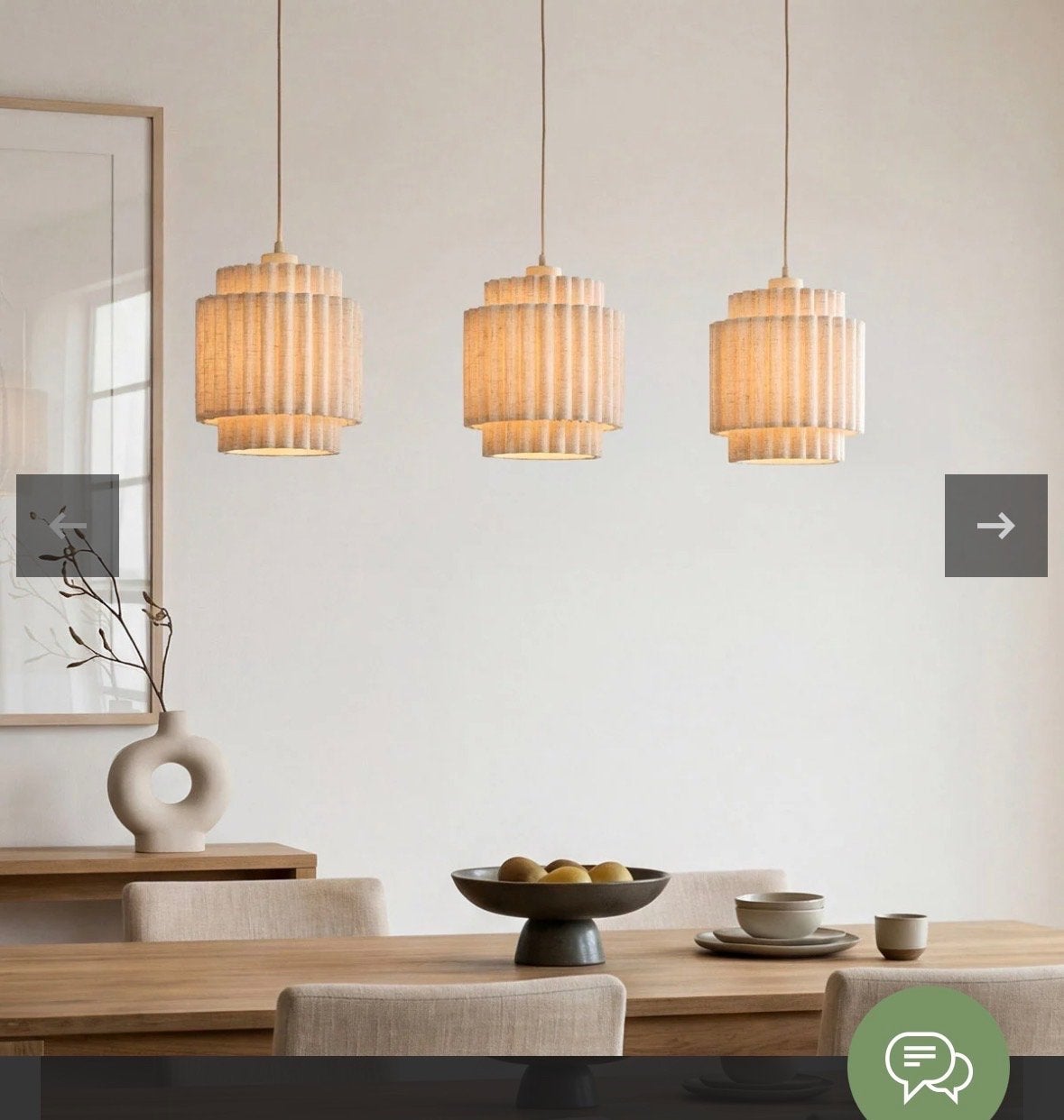 Set van 3 hanglampen met stoffen kappen, Japandi, Textiel, Nieuw, E27 (groot)